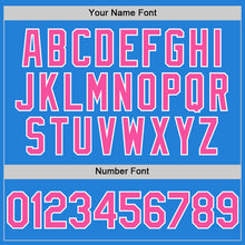 Load image into Gallery viewer, Custom Powder Blue Pink-White Bomber Full-Snap Varsity Letterman Two Tone Hoodie Jacket