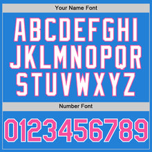 Load image into Gallery viewer, Custom Powder Blue Pink-White Bomber Full-Snap Varsity Letterman Two Tone Hoodie Jacket