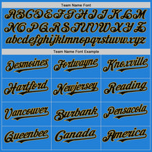 Load image into Gallery viewer, Custom Powder Blue Black-Old Gold Bomber Full-Snap Varsity Letterman Two Tone Hoodie Jacket