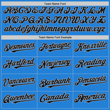 Load image into Gallery viewer, Custom Powder Blue Black-Gray Bomber Full-Snap Varsity Letterman Two Tone Hoodie Jacket