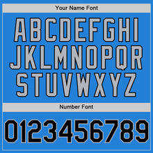 Load image into Gallery viewer, Custom Powder Blue Black-Gray Bomber Full-Snap Varsity Letterman Two Tone Hoodie Jacket