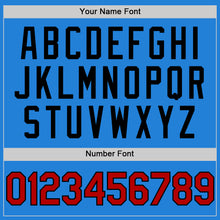 Load image into Gallery viewer, Custom Powder Blue Red-Black Bomber Full-Snap Varsity Letterman Two Tone Hoodie Jacket