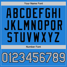 Load image into Gallery viewer, Custom Powder Blue Gray-Black Bomber Full-Snap Varsity Letterman Two Tone Hoodie Jacket