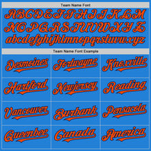 Load image into Gallery viewer, Custom Powder Blue Orange-Navy Bomber Full-Snap Varsity Letterman Two Tone Hoodie Jacket