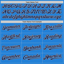 Load image into Gallery viewer, Custom Powder Blue Navy-Gray Bomber Full-Snap Varsity Letterman Two Tone Hoodie Jacket