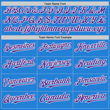 Load image into Gallery viewer, Custom Powder Blue Purple-White Bomber Full-Snap Varsity Letterman Two Tone Hoodie Jacket