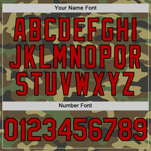 Load image into Gallery viewer, Custom Camo Red-Black Bomber Full-Snap Varsity Letterman Salute To Service Hoodie Jacket