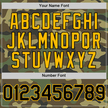 Load image into Gallery viewer, Custom Camo Black-Gold Bomber Full-Snap Varsity Letterman Salute To Service Hoodie Jacket