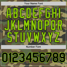 Load image into Gallery viewer, Custom Camo Black-Neon Green Bomber Full-Snap Varsity Letterman Salute To Service Hoodie Jacket