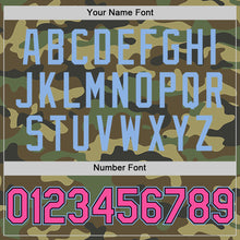 Load image into Gallery viewer, Custom Camo Pink Black-Light Blue Bomber Full-Snap Varsity Letterman Salute To Service Hoodie Jacket