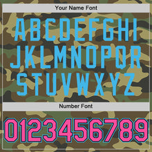 Load image into Gallery viewer, Custom Camo Pink Black-Sky Blue Bomber Full-Snap Varsity Letterman Salute To Service Hoodie Jacket