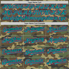 Load image into Gallery viewer, Custom Camo Pink Black-Aqua Bomber Full-Snap Varsity Letterman Salute To Service Hoodie Jacket