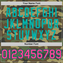 Load image into Gallery viewer, Custom Camo Pink Black-Aqua Bomber Full-Snap Varsity Letterman Salute To Service Hoodie Jacket