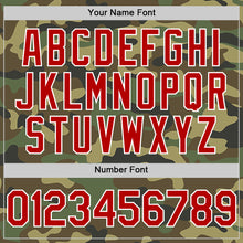 Load image into Gallery viewer, Custom Camo Red-White Bomber Full-Snap Varsity Letterman Salute To Service Hoodie Jacket