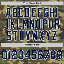 Load image into Gallery viewer, Custom Camo Navy-White Bomber Full-Snap Varsity Letterman Salute To Service Hoodie Jacket