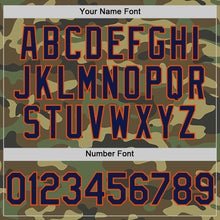 Load image into Gallery viewer, Custom Camo Navy-Orange Bomber Full-Snap Varsity Letterman Salute To Service Hoodie Jacket