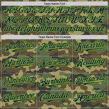 Load image into Gallery viewer, Custom Camo Navy-Neon Green Bomber Full-Snap Varsity Letterman Salute To Service Hoodie Jacket