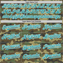 Load image into Gallery viewer, Custom Camo Teal-White Bomber Full-Snap Varsity Letterman Salute To Service Hoodie Jacket