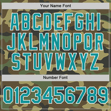 Load image into Gallery viewer, Custom Camo Teal-White Bomber Full-Snap Varsity Letterman Salute To Service Hoodie Jacket