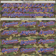 Load image into Gallery viewer, Custom Camo Royal-Red Bomber Full-Snap Varsity Letterman Salute To Service Hoodie Jacket