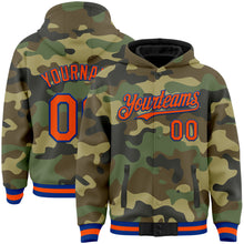 Load image into Gallery viewer, Custom Camo Orange-Royal Bomber Full-Snap Varsity Letterman Salute To Service Hoodie Jacket