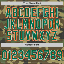 Load image into Gallery viewer, Custom Camo Kelly Green-Orange Bomber Full-Snap Varsity Letterman Salute To Service Hoodie Jacket