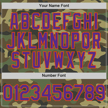 Load image into Gallery viewer, Custom Camo Purple-Orange Bomber Full-Snap Varsity Letterman Salute To Service Hoodie Jacket