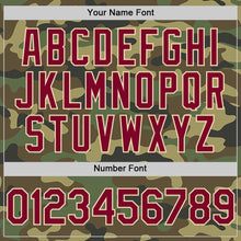 Load image into Gallery viewer, Custom Camo Maroon-Cream Bomber Full-Snap Varsity Letterman Salute To Service Hoodie Jacket