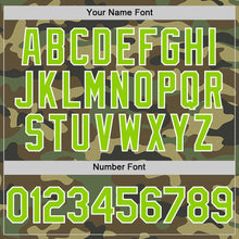 Load image into Gallery viewer, Custom Camo Neon Green-White Bomber Full-Snap Varsity Letterman Salute To Service Hoodie Jacket