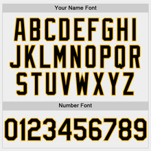 Load image into Gallery viewer, Custom White Black-Gold Bomber Full-Snap Varsity Letterman Hoodie Jacket