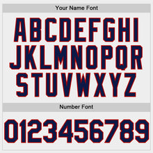 Load image into Gallery viewer, Custom White Navy-Red Bomber Full-Snap Varsity Letterman Hoodie Jacket