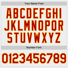 Load image into Gallery viewer, Custom White Red-Gold Bomber Full-Snap Varsity Letterman Hoodie Jacket