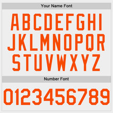 Load image into Gallery viewer, Custom White Orange Bomber Full-Snap Varsity Letterman Hoodie Jacket