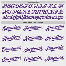 Load image into Gallery viewer, Custom White Purple Bomber Full-Snap Varsity Letterman Hoodie Jacket