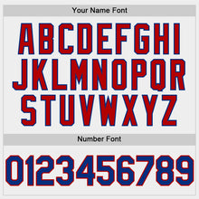 Load image into Gallery viewer, Custom White Royal-Red Bomber Full-Snap Varsity Letterman Two Tone Hoodie Jacket