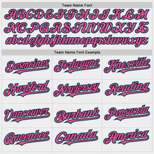 Load image into Gallery viewer, Custom White Pink Black-Teal Bomber Full-Snap Varsity Letterman Two Tone Hoodie Jacket