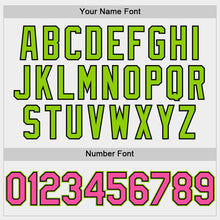 Load image into Gallery viewer, Custom White Pink Black-Neon Green Bomber Full-Snap Varsity Letterman Two Tone Hoodie Jacket