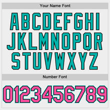 Load image into Gallery viewer, Custom White Pink Black-Aqua Bomber Full-Snap Varsity Letterman Two Tone Hoodie Jacket