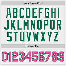 Load image into Gallery viewer, Custom White Pink-Kelly Green Bomber Full-Snap Varsity Letterman Two Tone Hoodie Jacket