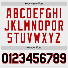 Load image into Gallery viewer, Custom White Black-Red Bomber Full-Snap Varsity Letterman Two Tone Hoodie Jacket