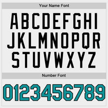 Load image into Gallery viewer, Custom White Teal-Black Bomber Full-Snap Varsity Letterman Two Tone Hoodie Jacket