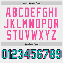 Load image into Gallery viewer, Custom White Aqua Black-Pink Bomber Full-Snap Varsity Letterman Two Tone Hoodie Jacket