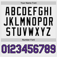 Load image into Gallery viewer, Custom White Purple-Black Bomber Full-Snap Varsity Letterman Two Tone Hoodie Jacket