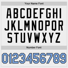 Load image into Gallery viewer, Custom White Light Blue-Black Bomber Full-Snap Varsity Letterman Two Tone Hoodie Jacket