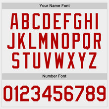 Load image into Gallery viewer, Custom White Red Bomber Full-Snap Varsity Letterman Two Tone Hoodie Jacket