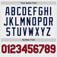 Load image into Gallery viewer, Custom White Red-Navy Bomber Full-Snap Varsity Letterman Two Tone Hoodie Jacket