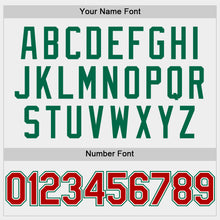 Load image into Gallery viewer, Custom White Red-Kelly Green Bomber Full-Snap Varsity Letterman Two Tone Hoodie Jacket