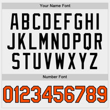 Load image into Gallery viewer, Custom White Orange-Black Bomber Full-Snap Varsity Letterman Two Tone Hoodie Jacket