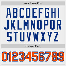 Load image into Gallery viewer, Custom White Orange-Royal Bomber Full-Snap Varsity Letterman Two Tone Hoodie Jacket