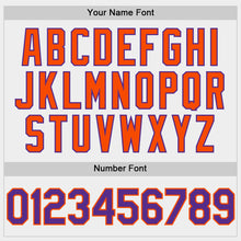 Load image into Gallery viewer, Custom White Purple-Orange Bomber Full-Snap Varsity Letterman Two Tone Hoodie Jacket